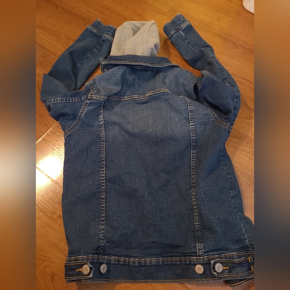 Jean Jacket with fleece hood Old Navy W. SM Or Teen Youth XL New no tags - Picture 6 of 6